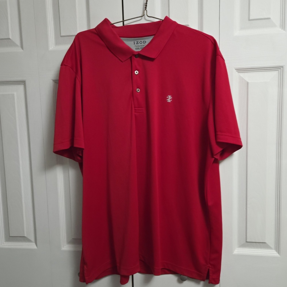 IZOD Golf Polo Shirt Mens 3XLT Performance Mesh Red Short Sleeve Country Club